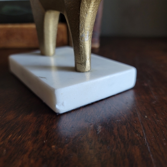 Llama Bookends Gold Painted Metal and Marble - Picture 3 of 6